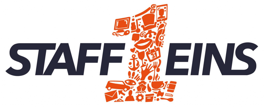StaffEins Logo in Schwarz und Orange